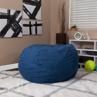 Flash Furniture DG-BEAN-LARGE-DENIM-GG Oversized Denim Kids Bean Bag Chair 